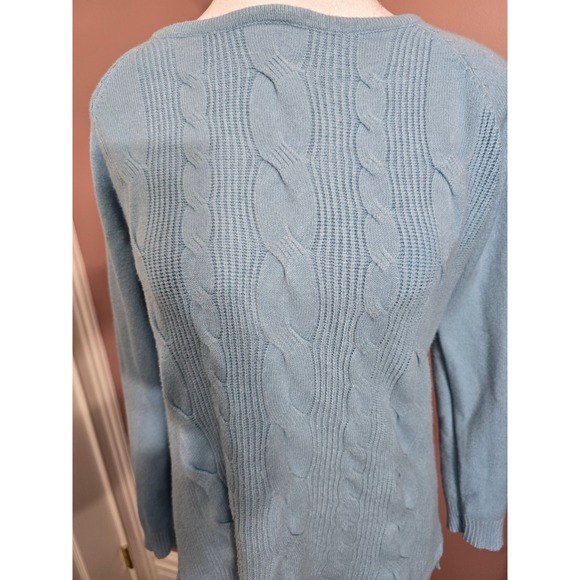 Cyrus Womens Light Blue Cable Knit Raglan Sleeve Crew Neck Sweater Size M - Picture 5 of 5
